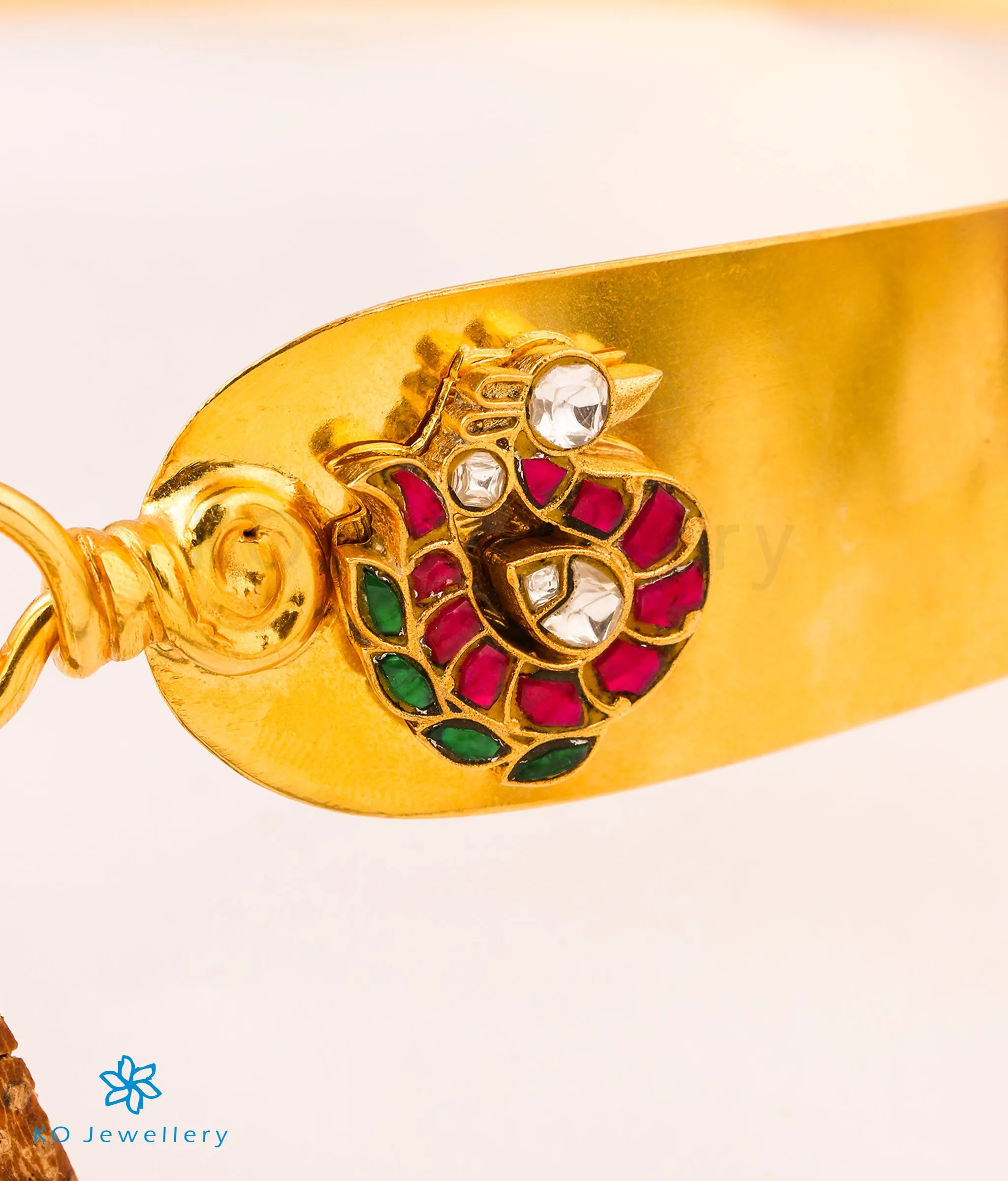 The Kamya Silver Kundan Peacock Waist belt