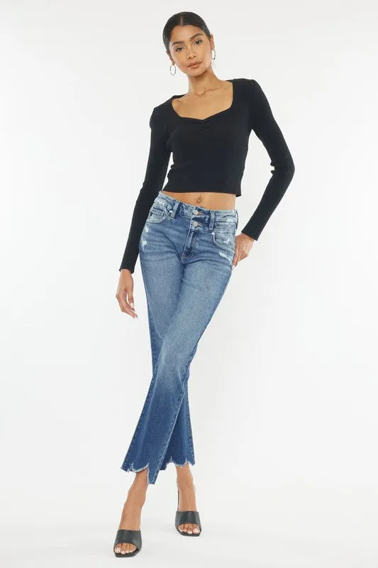 The KanCan High Rise Slim Straight Double Button Jeans