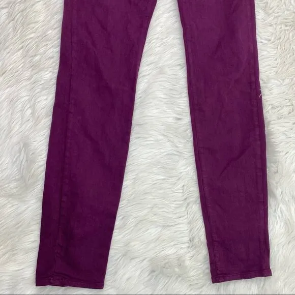 The Kooples Skin Cut Color Denim Skinny Jeans Maroon Size 28