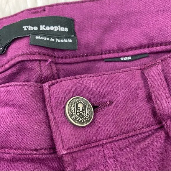 The Kooples Skin Cut Color Denim Skinny Jeans Maroon Size 28