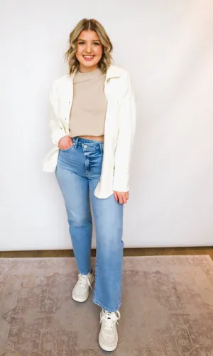 The Roxanna High Rise 90's Criss Cross Straight Jeans