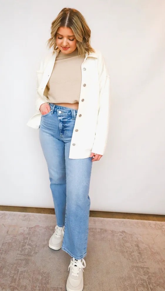 The Roxanna High Rise 90's Criss Cross Straight Jeans