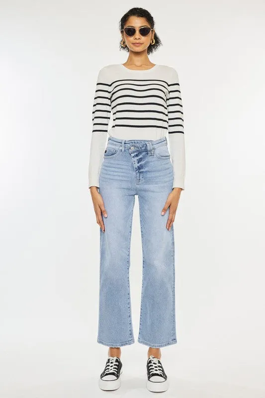 The Roxanna High Rise 90's Criss Cross Straight Jeans
