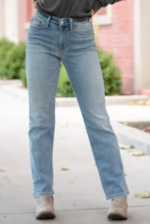 Therma Denim High Rise Contrast Wash Straight