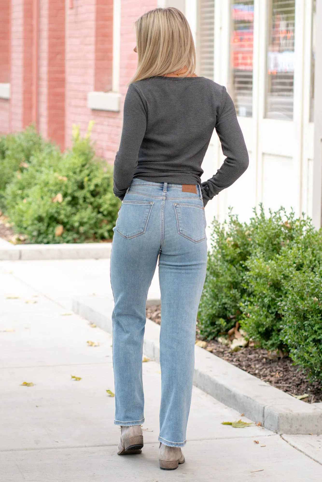 Therma Denim High Rise Contrast Wash Straight
