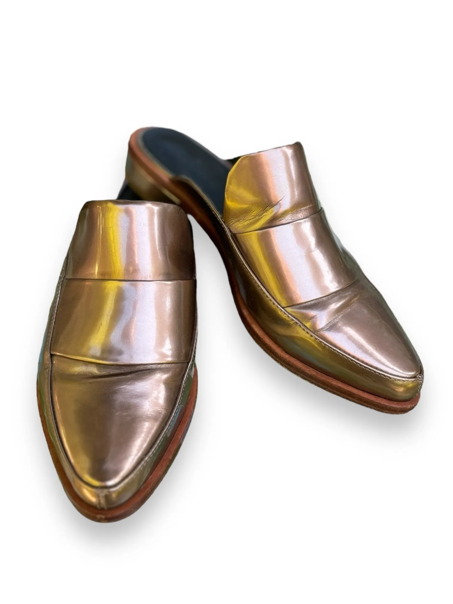 Tibi - size 8.5 Metallic Slides