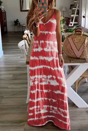 Tie Dye Spaghetti Straps Maxi Dress