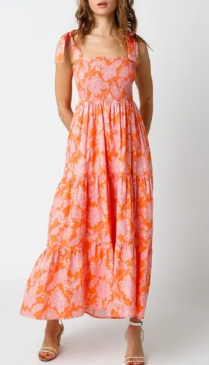 Tie Strap Smocked Maxi Dress
