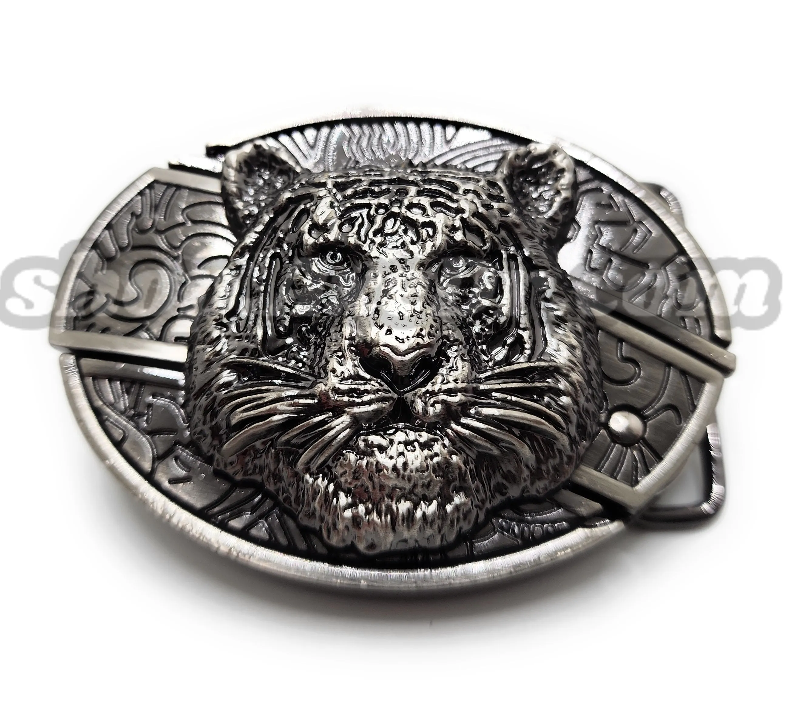 Tiger Head 3D Folding Knife Belt Buckle