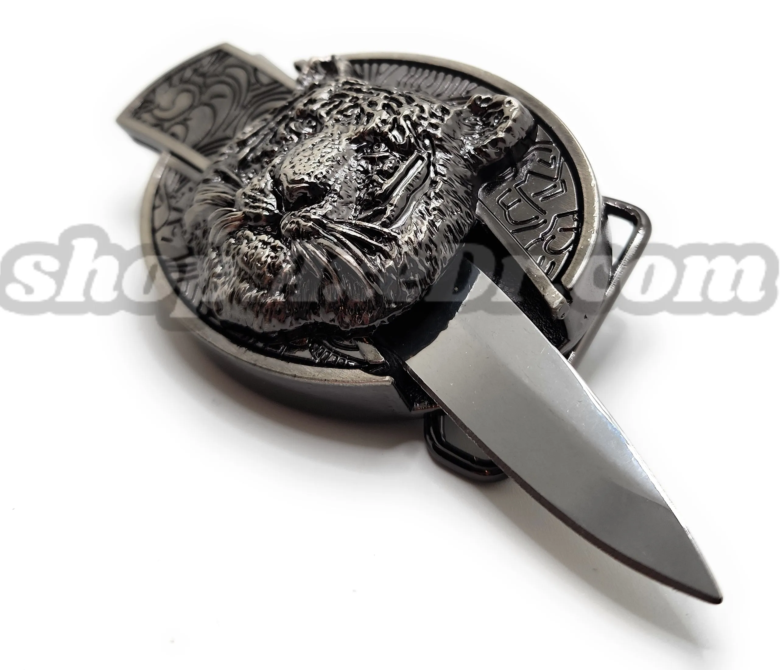Tiger Head 3D Folding Knife Belt Buckle