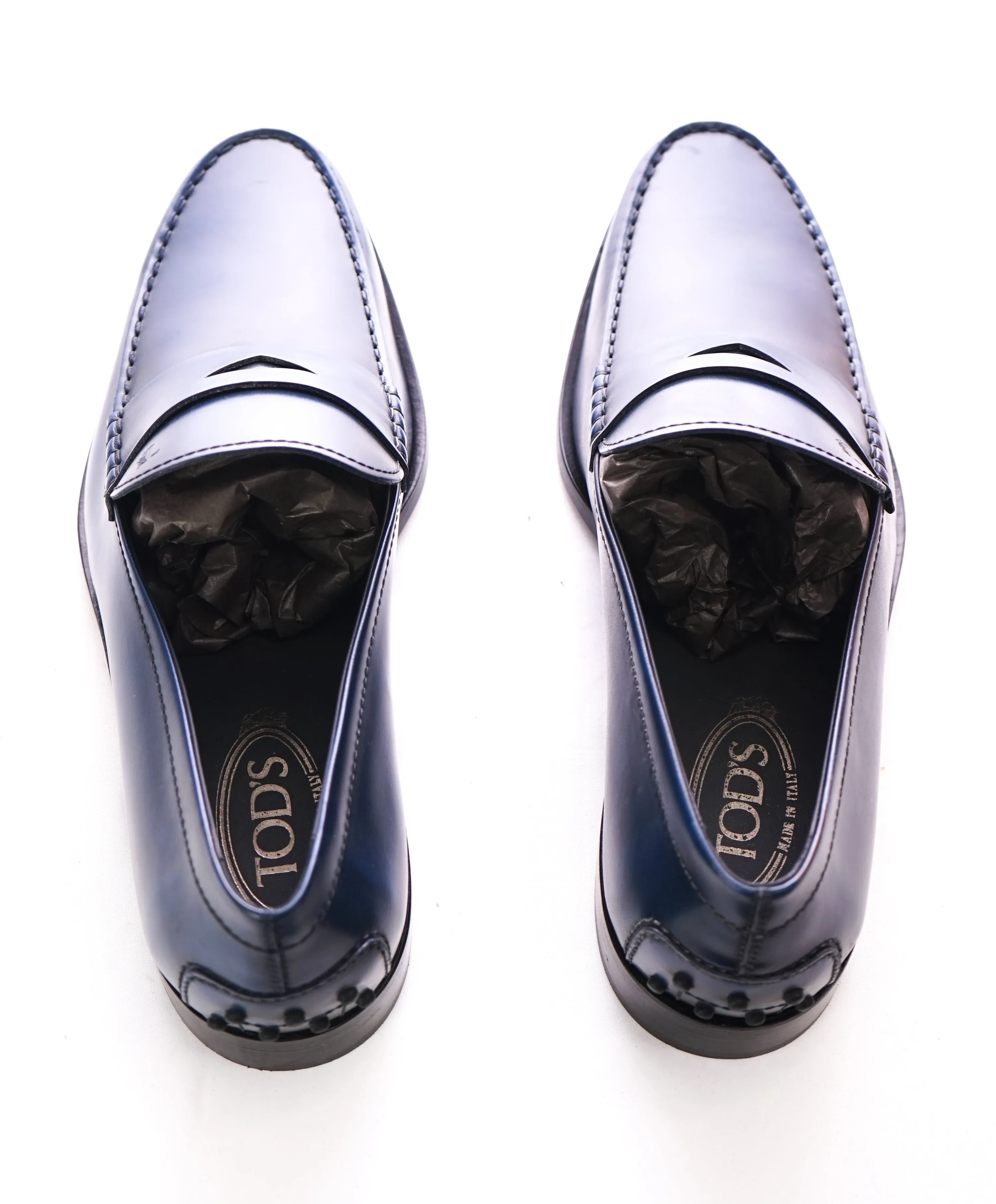 TOD’S - Blue Leather Penny Loafers “Boston Devon” Leather Sole - 11.5US