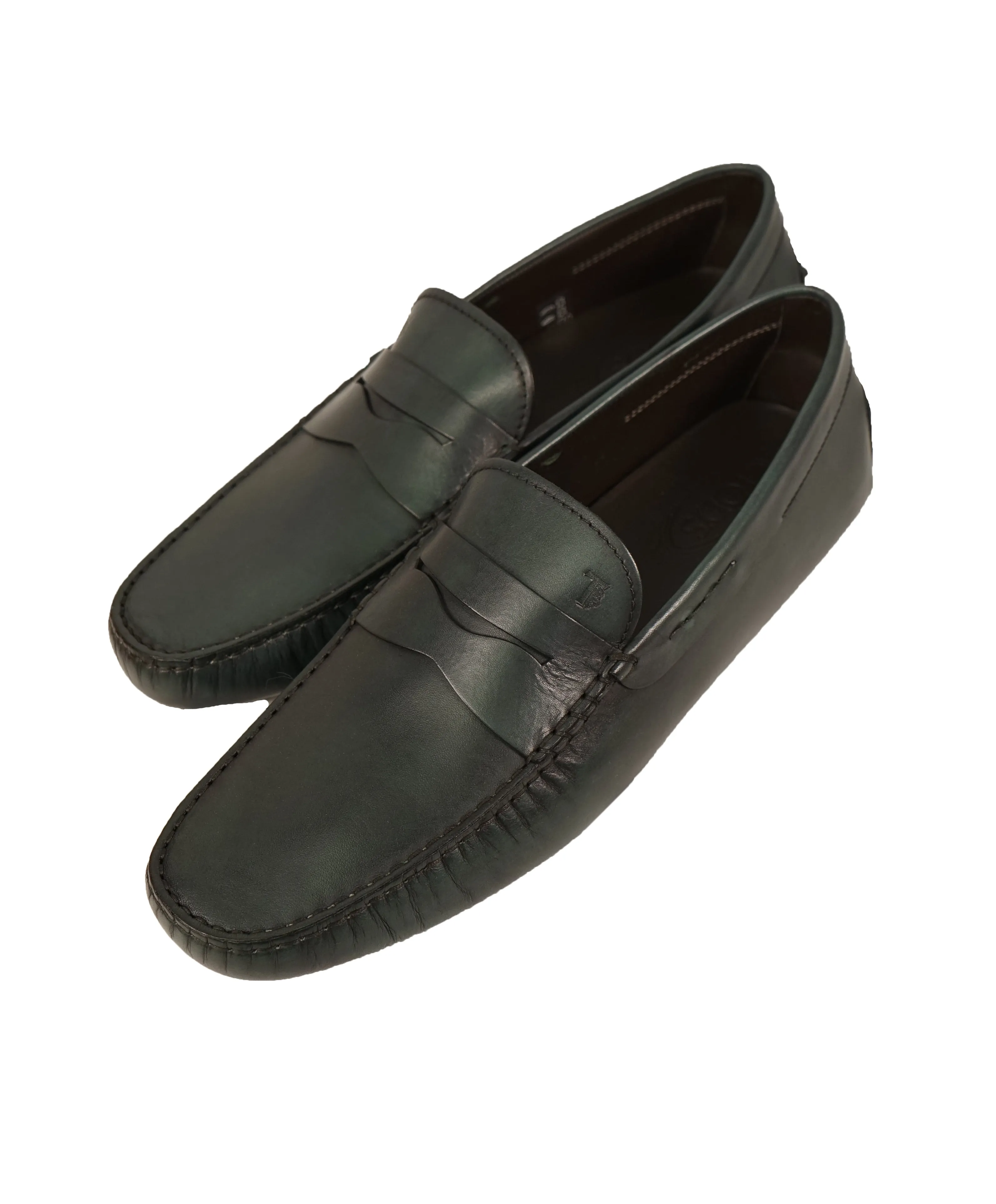 TOD’S - Green Patina Penny bit Logo Leather “Mocassino Gommini” Loafers - 14