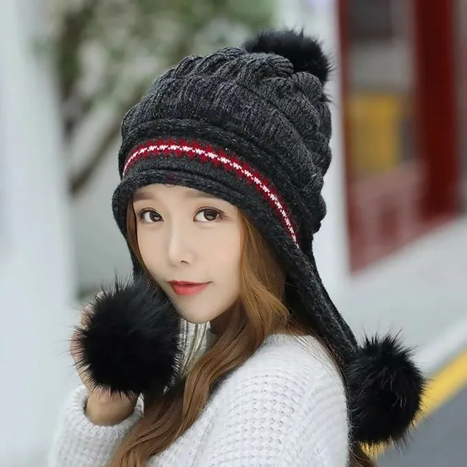 Tomorrow Fashion Women’s Winter Woolen Beanie Cap & Neck Scarf Set