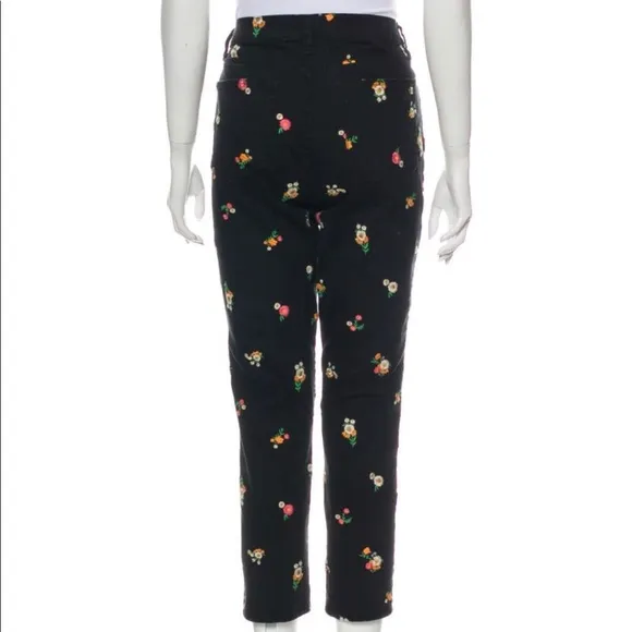 Tory Burch Floral Mid-Rise Straight Leg Jeans M