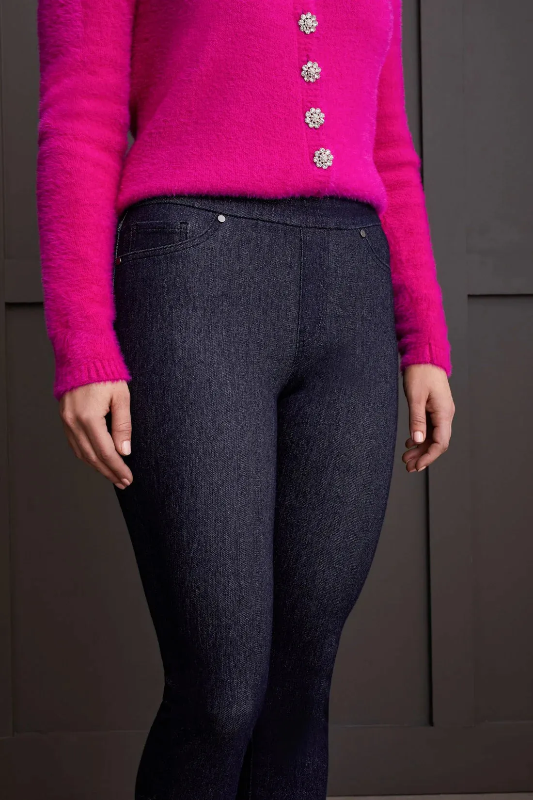 Tribal Audrey Pull-On Skinny Sparkly Jeans Starry Night Wash