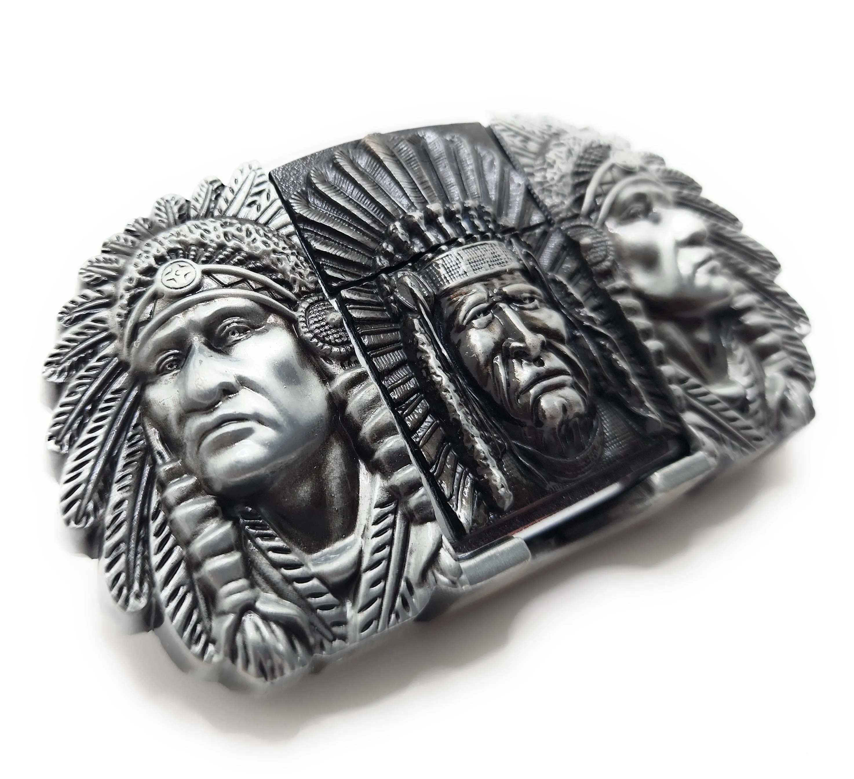 Triple Elders Silver Lighter Belt Buckle Lighter Holder