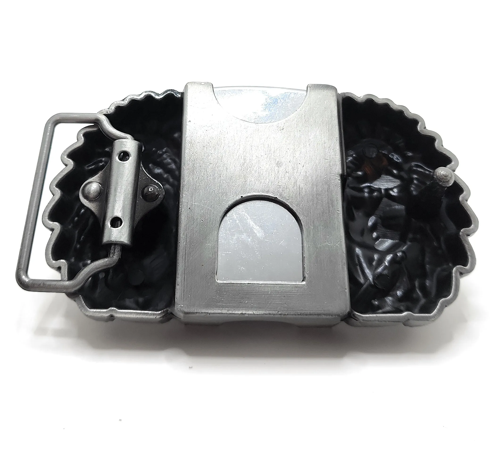 Triple Elders Silver Lighter Belt Buckle Lighter Holder