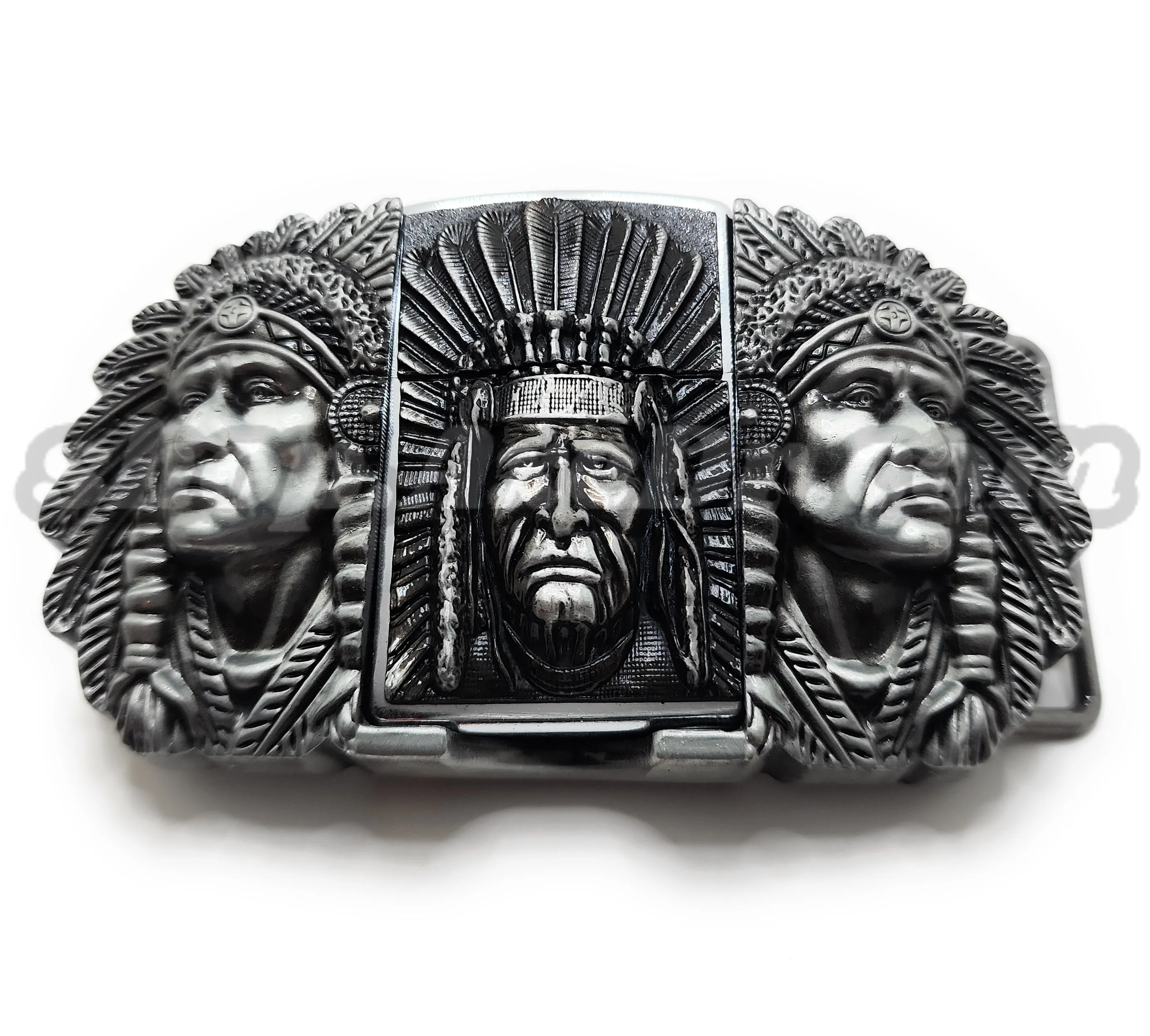 Triple Elders Silver Lighter Belt Buckle Lighter Holder