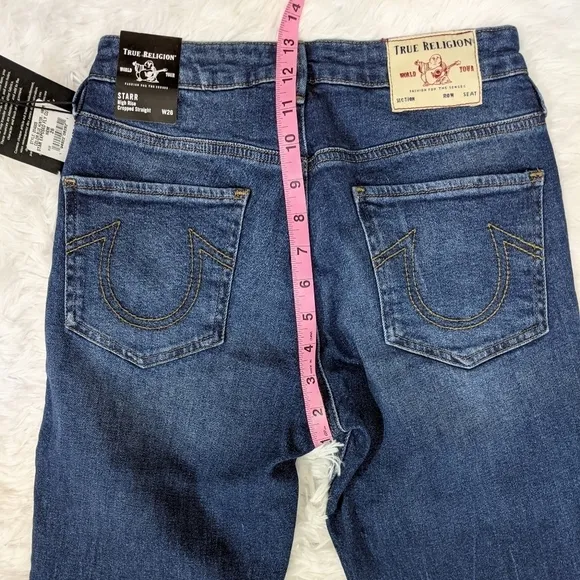 True Religion High Rise Cropped Straight Jeans 26