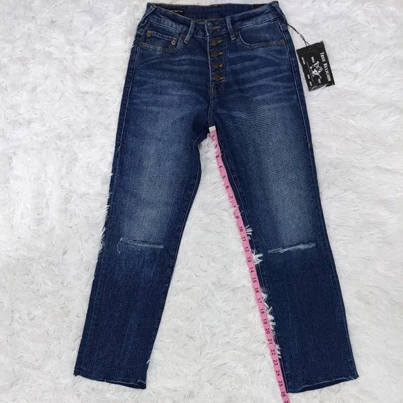 True Religion High Rise Cropped Straight Jeans 26