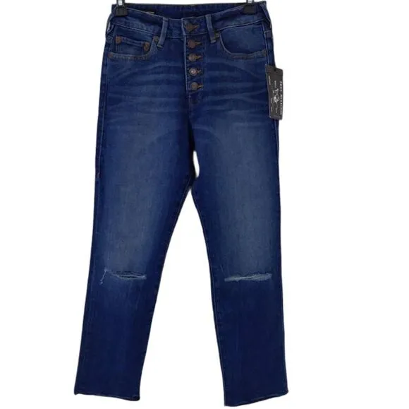 True Religion High Rise Cropped Straight Jeans 26