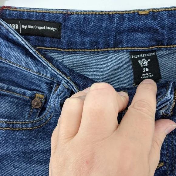 True Religion High Rise Cropped Straight Jeans 26