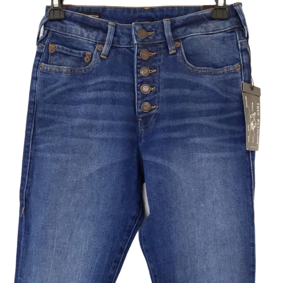 True Religion High Rise Cropped Straight Jeans 26
