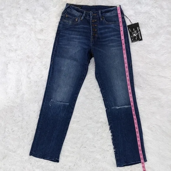 True Religion High Rise Cropped Straight Jeans 26