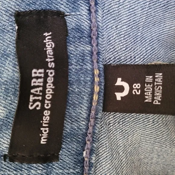 True Religion Starr Bite Out Hem Destructed denim. Size 28