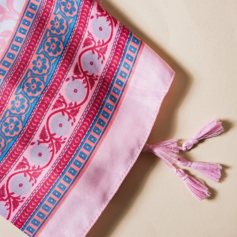 Twill Weave Printed Scarf With Tassels