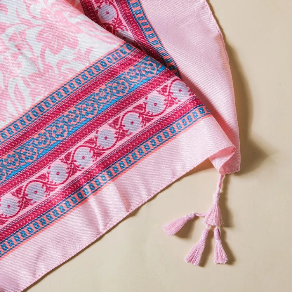 Twill Weave Printed Scarf With Tassels
