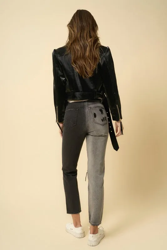 Two Tone Girlfriend Jeans - Size up one.
