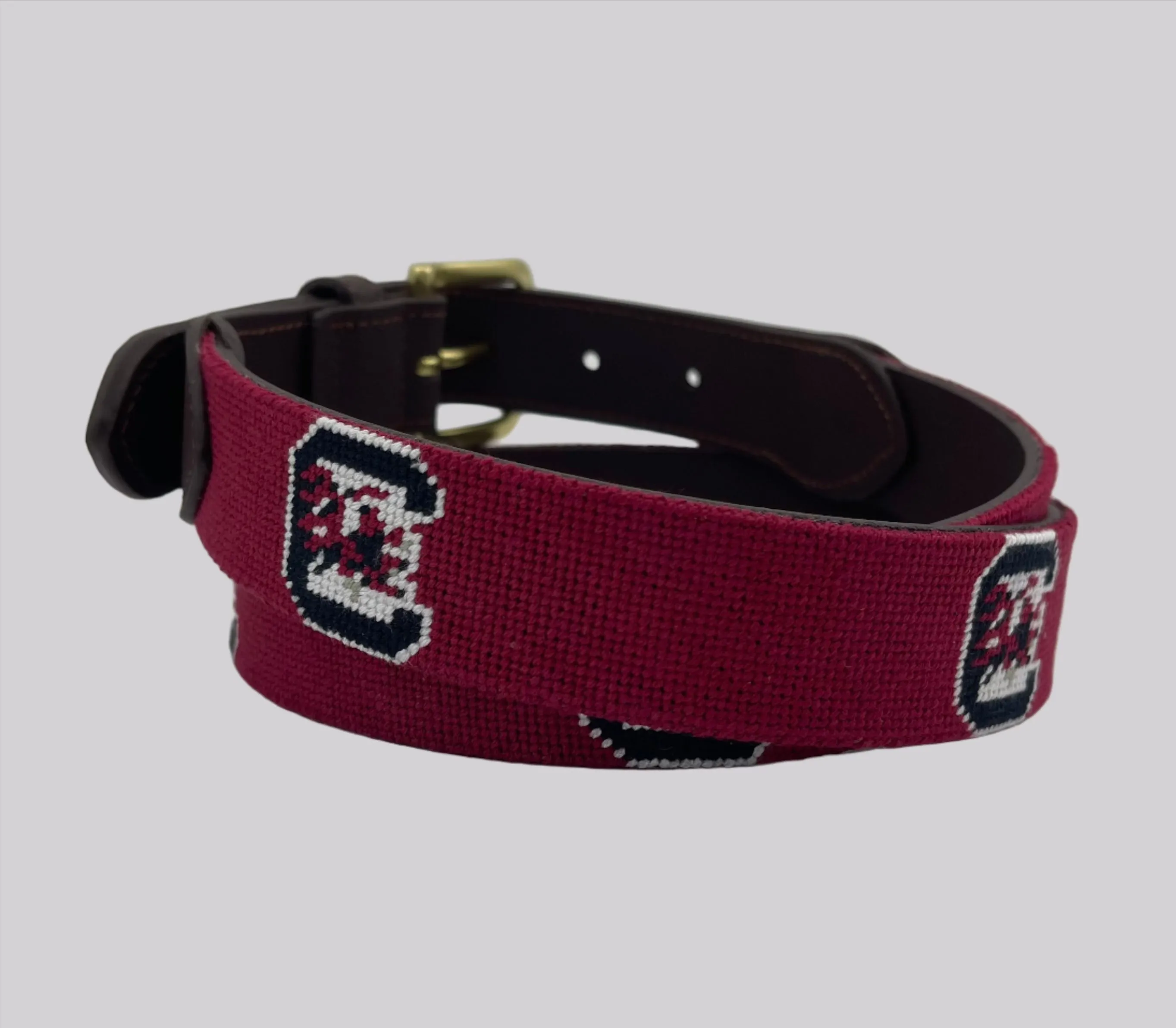 University of South Carolina (USC) Gamecocks - Officially Licensed - Hand-stitched Needlepoint Belt