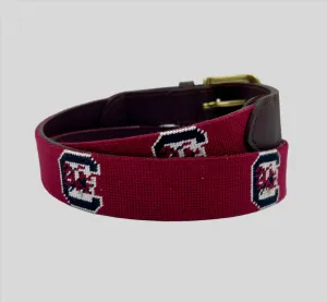 University of South Carolina (USC) Gamecocks - Officially Licensed - Hand-stitched Needlepoint Belt