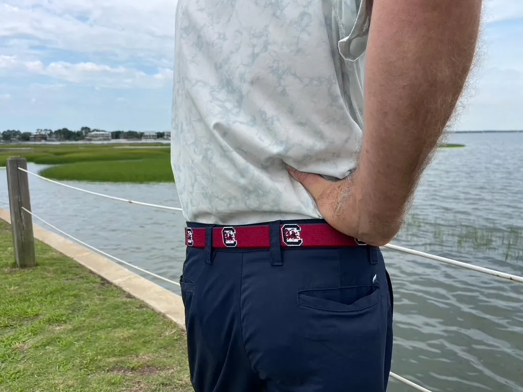 University of South Carolina (USC) Gamecocks - Officially Licensed - Hand-stitched Needlepoint Belt