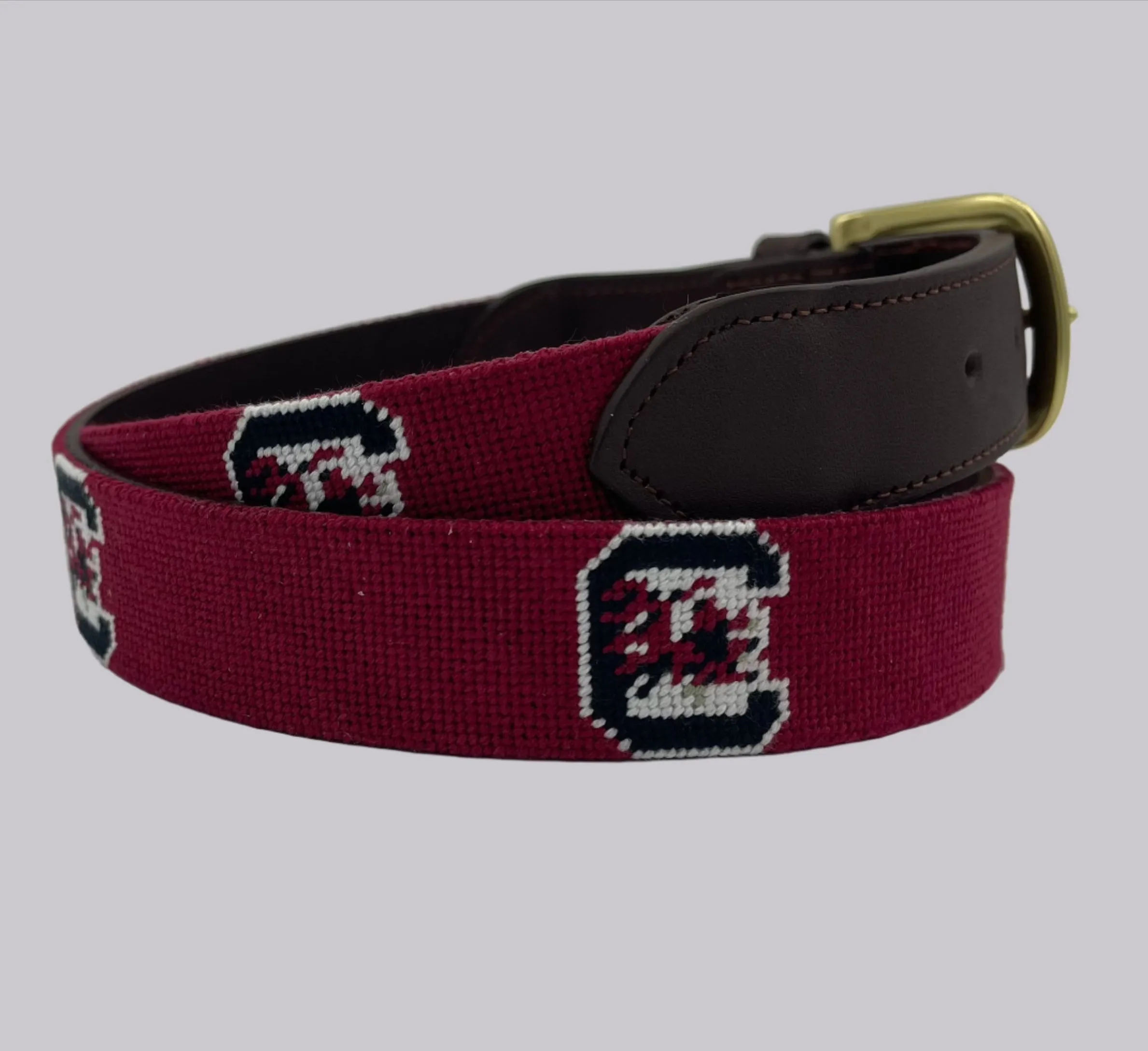 University of South Carolina (USC) Gamecocks - Officially Licensed - Hand-stitched Needlepoint Belt