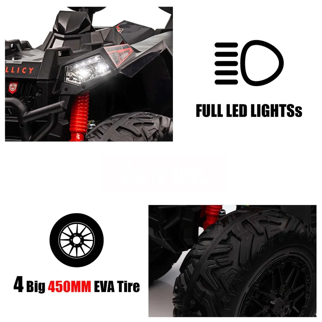 Upgraded 2025 Kids Ride On Car 4x4 Off-road ATV 24V With Monster Tires, Independent Suspension, LED Lights | Leather Seat | Rubber Tires