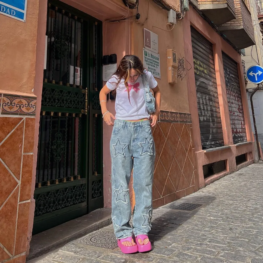 Urban Star Patchwork Straight Leg Jeans