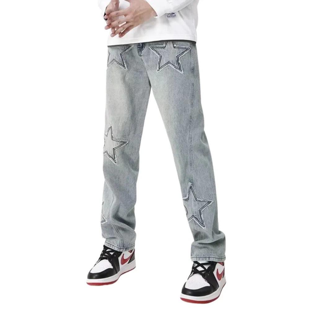 Urban Star Patchwork Straight Leg Jeans