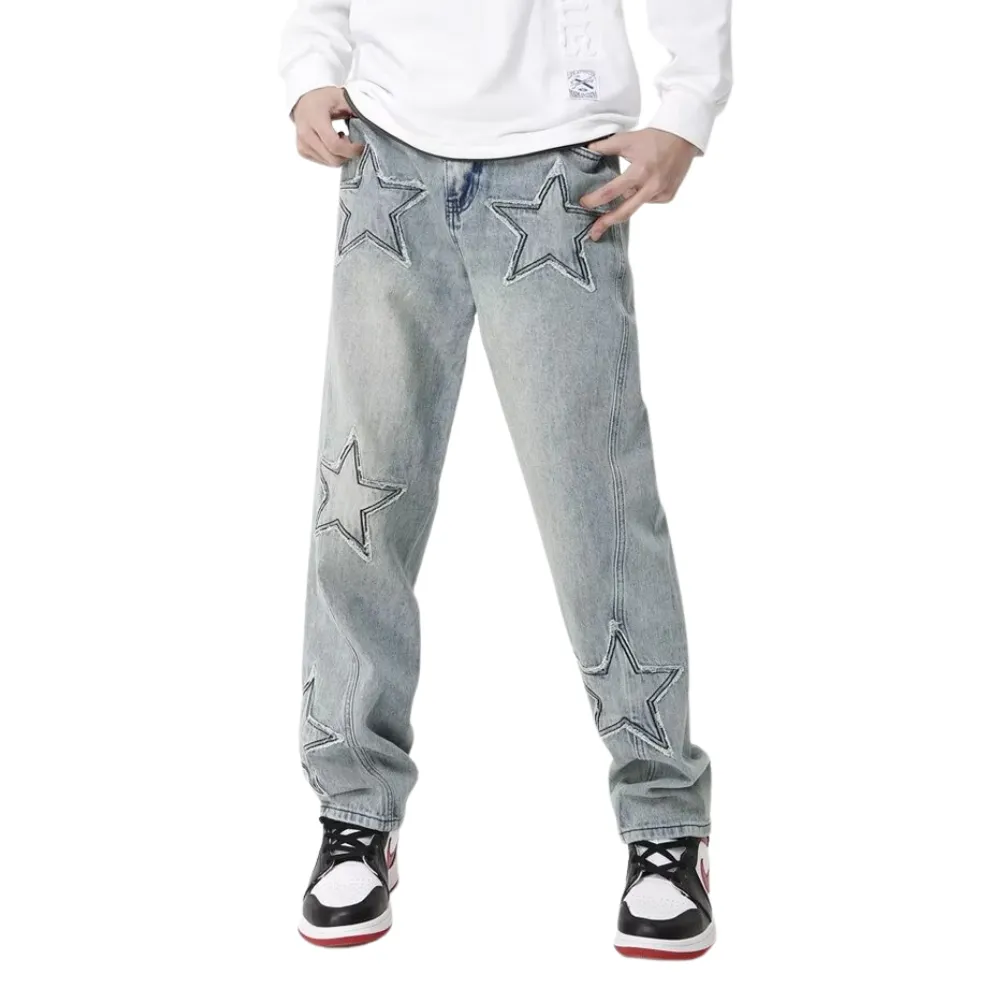 Urban Star Patchwork Straight Leg Jeans