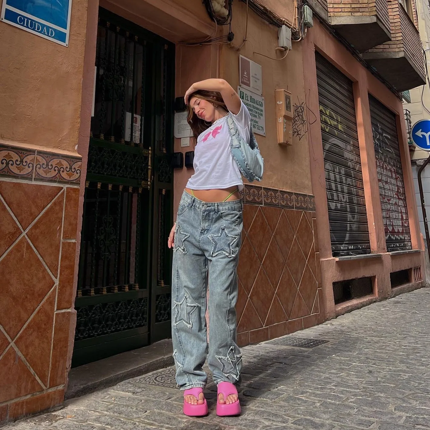 Urban Star Patchwork Straight Leg Jeans