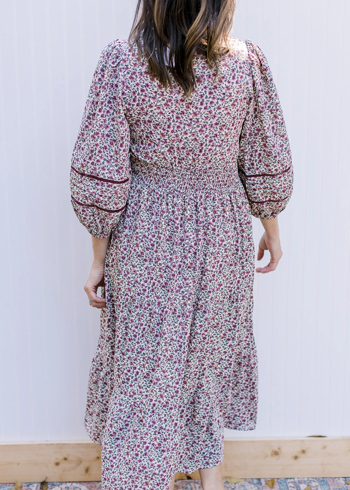 V- Neck Floral Midi Dress