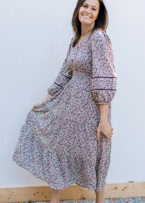 V- Neck Floral Midi Dress