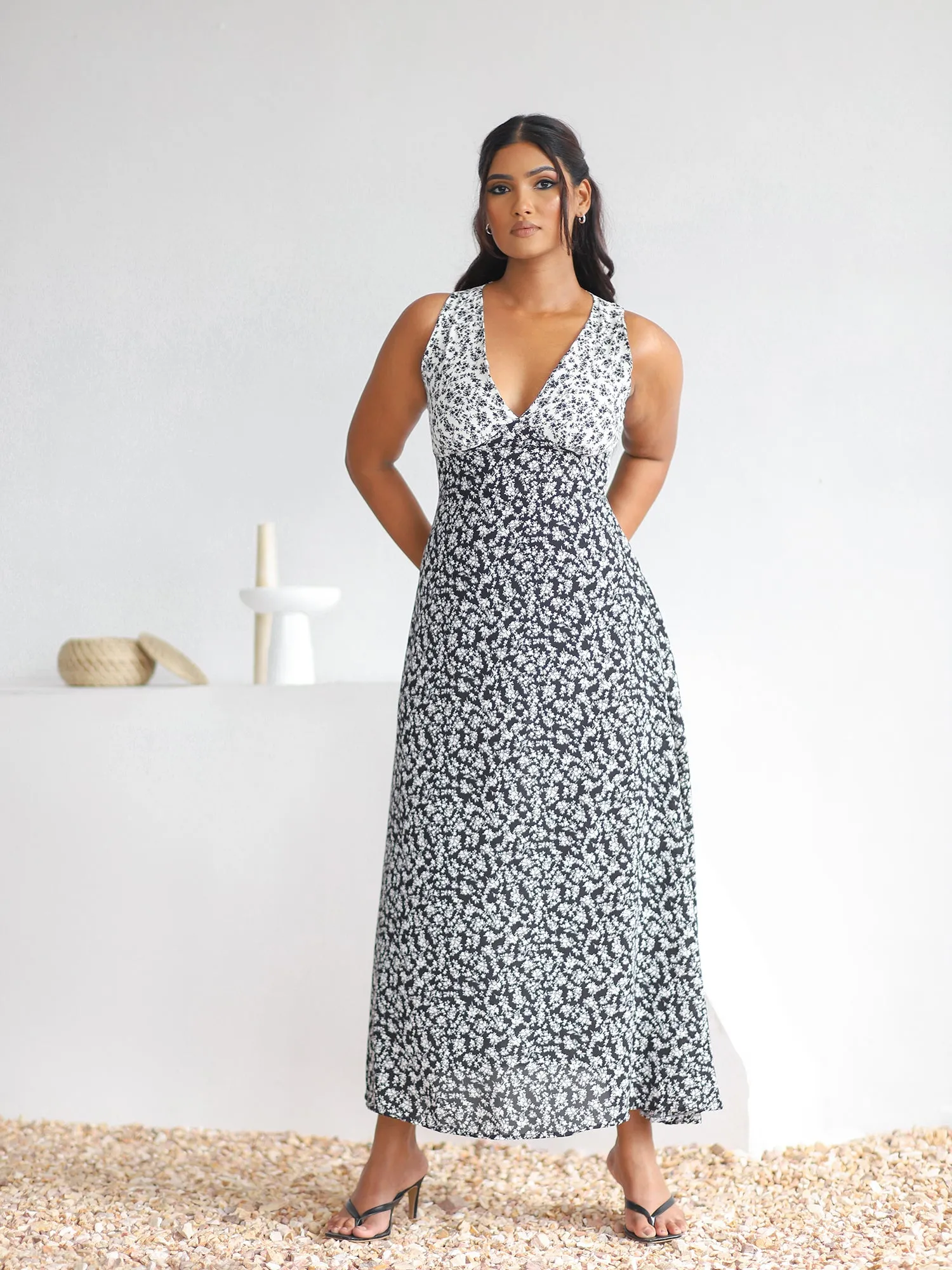 V-Neck Midi Dress