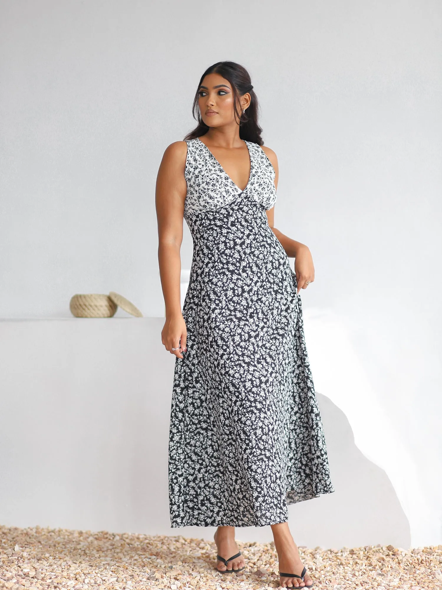 V-Neck Midi Dress