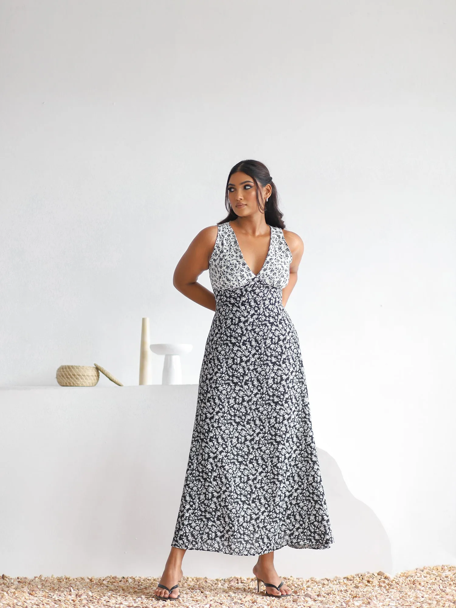 V-Neck Midi Dress