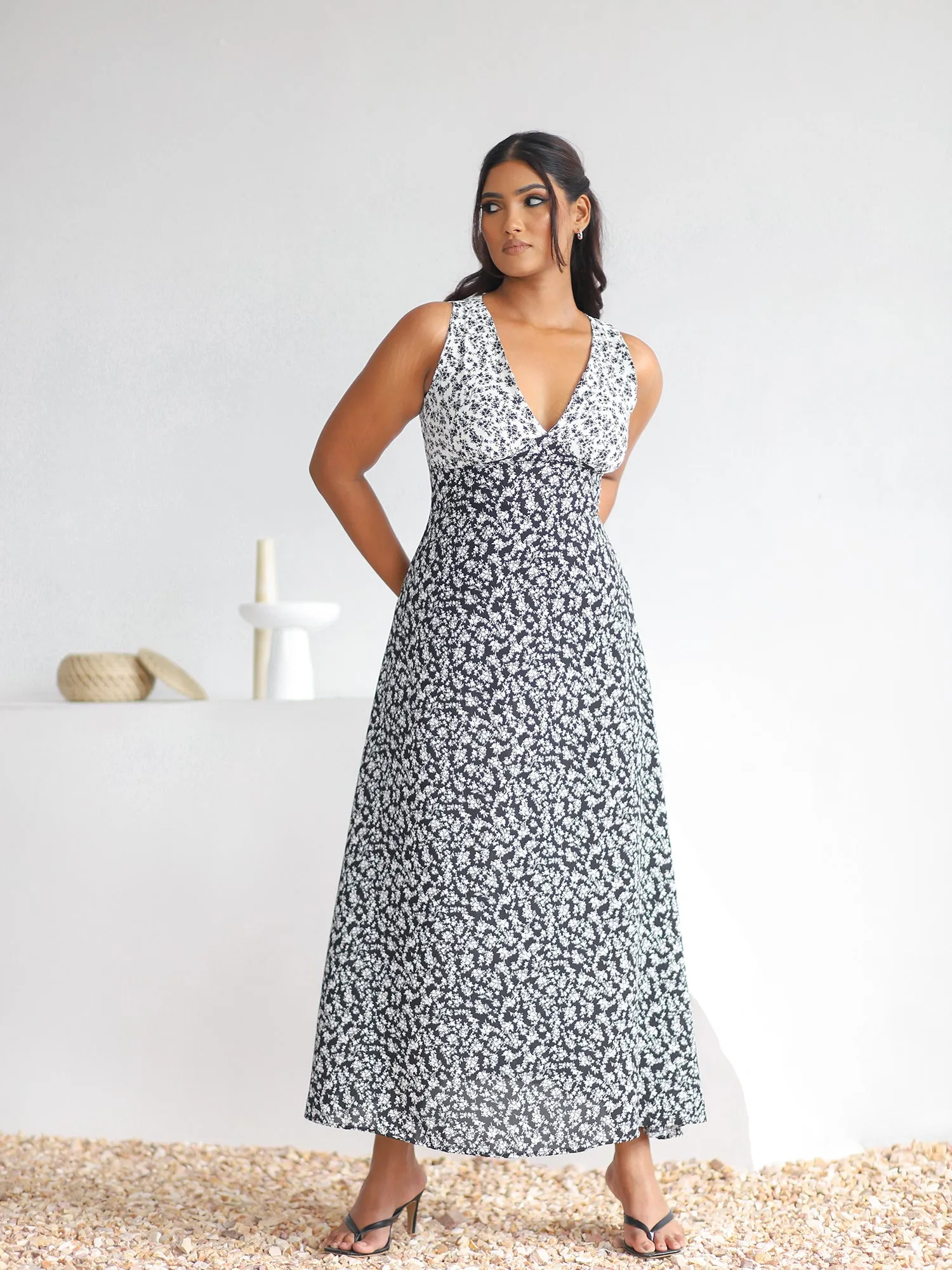 V-Neck Midi Dress