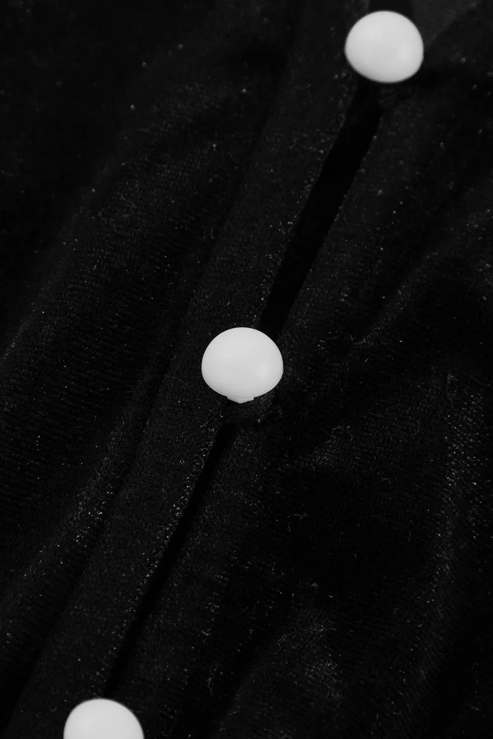 Velvet Buttoned Puff Sleeve Midi Dress