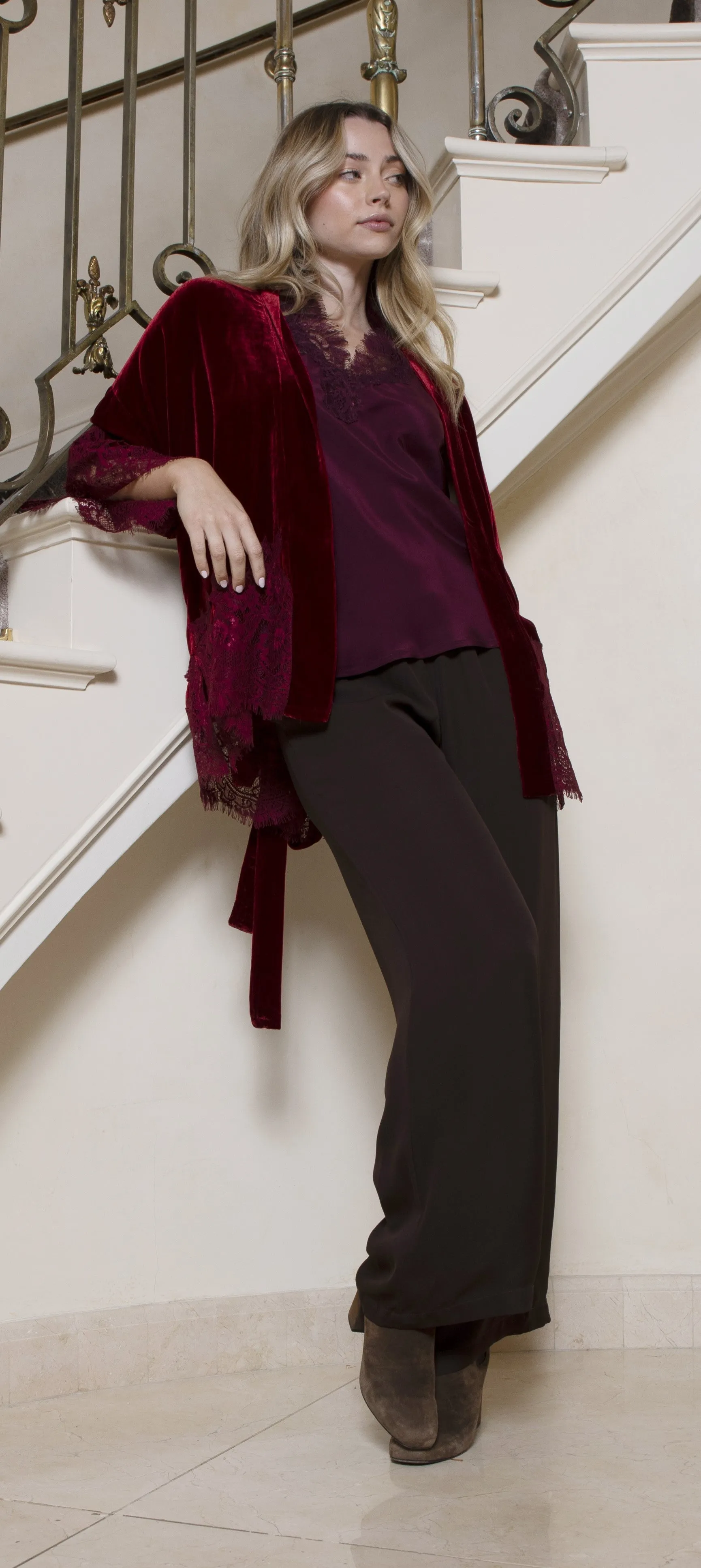 Velvet Coco Lace Kimono Black