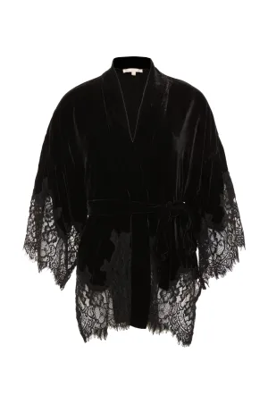 Velvet Coco Lace Kimono Black